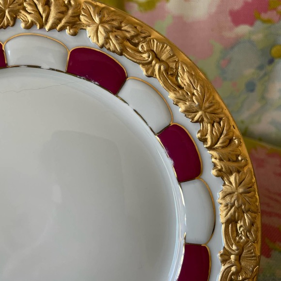 Vintage Meissen dessert plate rare golden Pink and Gold - Picture 5 of 11